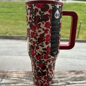 HydroJug Floral Travel Mug with Red and Black Roses